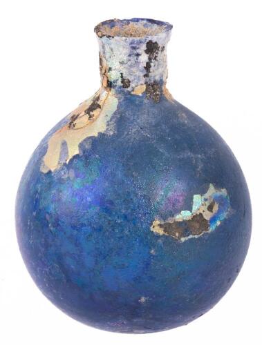 Roman Cobalt Glass Unguentarium with Iridescence, c. 1st&acirc;&euro;&ldquo;3rd Century
