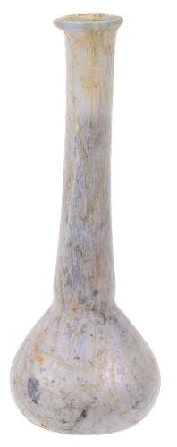 Larger Unguentarium with Striking Iridescence in Silvers and Blues from Bulbous Base to Top of Neck