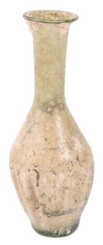 Appealing Mold-Blown Glass Perfume Bottle, Greenish Glass, Residue Throughout