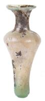 Amphora Shaped Blown Glass Unguentarium in Greenish Glass and Flared Mouth