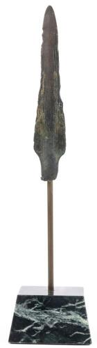 Ancient Luristan Bronze Spearhead on Display Stand