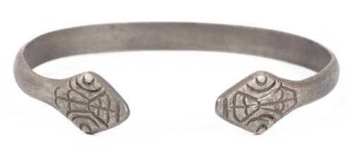 Men's or Ladies Cuff of a Medieval Mythical Amphisbaena, Two-Headed, Snake Bracelet Cuff in Silver