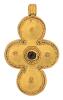St. Theodora Byzantine Cross Pendant Centered with Garnet Cabochon. An Exceptional Period Piece