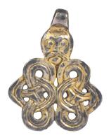 Solid Silver and Gilt Washed Celtic Knot Pendant, Symmetrical Pattern of Interwoven Loops with Interesting Bale
