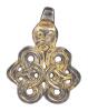 Solid Silver and Gilt Washed Celtic Knot Pendant, Symmetrical Pattern of Interwoven Loops with Interesting Bale