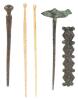 Collection of Four (4) Ancient Roman Hairpins and One Bronze Pin in Foliate Design 2nd-4th A.D.