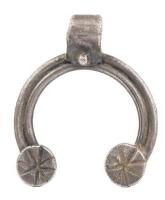 Fine Silver Lunula with Groove, Inverted Crescent and Etched Round Tips.