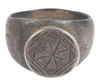 Outstanding Byzantine Cross Signet Ring Cross Crudely but Deeply Etched