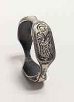 Unusual Six-Sided Ring with Three Engraved Panels of Prophets Having Nice Detail.