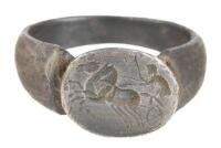 Byzantine Signet Ring with Impressively Carved Charioteer and Two Thunderously Galloping Horses.