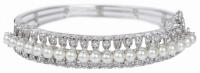 Ladies 14K White Gold, Pearl and Diamond Hinged Bracelet.