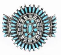 Zuni Turquoise Cluster Cuff Bracelet by N.B. Nez