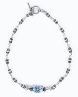 Sterling Silver Beaded Bracelet With White Matrix Stone Bead