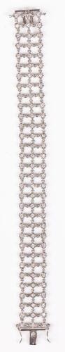 Sterling Silver and Cubic Zirconia Panel Bracelet, Marked 925 NM