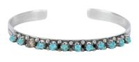 L.J. Lonasee Zuni Sterling Silver and Turquoise Petit Point Cuff Bracelet