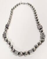 Modernist Mexican Silver Bead Necklace