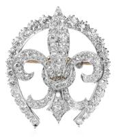 Dazzling and Beautifully Made Ladies 14K Yellow and White Gold Pin with 1.5 Carats in Fine Diamonds