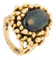 Ladies 14K and Labradorite Cabochon Ring in a Sea Urchin-like Setting