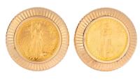Ladies Pair of Authentic $5 Gold Coin Earrings Both Dated 1992 and in Pristine Condition.
