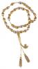 Beautiful Set of 18K White and Yellow Gold Prayer or Worry Beads. 33 Beads Total with 750 Marked on Stem. Tassels are also 18K