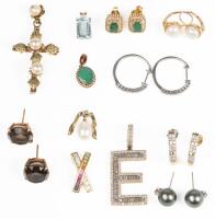 Jewelry: Five (5) Pairs of Post-Earrings in 14K Gold, One Set of Hoop Earrings, and Six (6) Pendants in 10 or 14K Gold