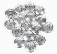 Lot of 16 Vintage Native American Sterling Silver Concho Button Clips &acirc;&euro;&ldquo; Stamped and Cast Designs