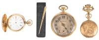 Three (3) Pocket Watches: Two Ladies 14K Gold Watches, One in Working Condition. Studebaker Pocket Watch Working, One 14K Gold T