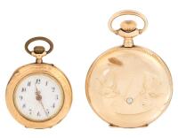 Two Ladies Pocket Watches, Waltham and a Small Swiss Open Face Pocket Watch