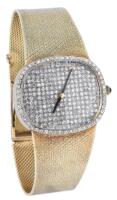 Men's Universal Geneve, 14K Yellow Gold Watch, 17 Jewels with Pave Diamond Face