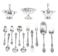 Sterling Silver Serving Pieces, Two Sugar Baskets, Compote, 2 Large Serving Pieces and Incomplete Flatware from Sheffield