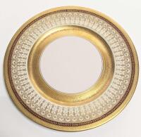 Rosedale China: 8 Gorgeous Dinner Plates by Rosedale with Magnificent Gold Encrusted Trims and Accents in Greek Key and Laurel P