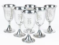 Twelve Sterling Silver Goblets, Excellent Condition, with Possible Monogram