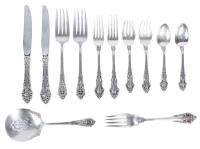 12 Place Setting of Reed and Barton "Grand Renaissance" Sterling Silver with Four Serving Pieces by Wallace Sterling that Match