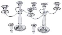 Beautiful Pair of Convertible Sterling Silver Candlestick; From Single Candlestick to a Triple Candlestick with Extreme Ease