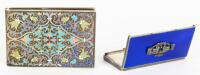 Early 20th Century Sterling Silver and Enamel Powder Case. A Stunning Example of High End Enamel Work by London Jewelers at the