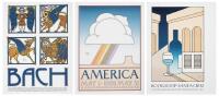 David Lance Goines. Three (3) Lithographs: Vintage Original Issue, "America" "Bach Society" and "Bookshop Santa Cruz"