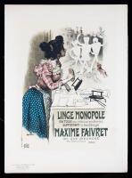 Jules Ch&Atilde;&copy;ret Collection of French Artists During Belle &Atilde;&permil;poque, Paris. Plate 195 "Linge Monopole Maxime Faivret" by Auguste Roe