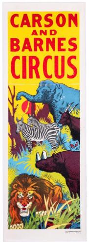 Carson and Barnes Circus Poster: Long Running Circus Famous for Performing is Smaller Cities Across the US Since 1937