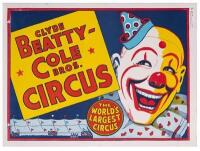 Clyde Beatty-Cole Bros. Vintage Original and Classic Circus Poster from the Late 1950s - Early 1960s