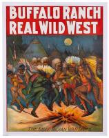 BUFFALO RANCH REAL WILD WEST (1910) Stone Lithographic Poster