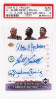Kareem Abdul Jabbar, Bill Russell and Julius Erving Signed 2005 Upper Deck "Trilo3Y" PSA Graded 9 Mint