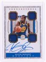 Kevin Durant: Limited Edition 2017-18 Signed Cornerstones Card with Game Worn Fabrics. 7 of Only 49 Made.