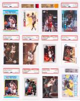 Michael Jordan: Twelve (12) Basketball Cards 1988-1998 Including Two (2) 1988 Fleer Sticker #7 and 1999 "History Class" 1 Grade