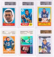 Johnny Unitas: Three 2006 Topps #6 All Three Graded 9.5 by Beckett PLUS 20 ASA Reprint Cards from his Career Several Graded