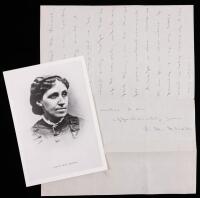 Louisa May Alcott Autograph Letter Signed &acirc;&euro;&ldquo; On Concert Planning and Financial Concerns