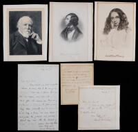 Robert & Elizabeth Barrett Browning Signed Notes with Portrait Engravings