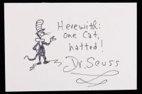 Theodor Geisel (Dr. Seuss) Handwritten Note with Original Drawing of the Cat in the Hat