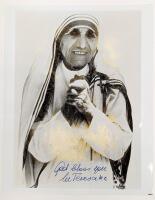 Mother Teresa: Autographed B&W 8 x 10" Photo "God Bless You". Certified Authentic by James Spence & Assoc.