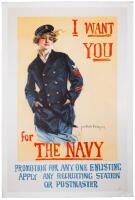 I WANT YOU for THE NAVY: Howard Chandler Christy. Acclaimed and Immensely Popular US Navy WWI Recruitment Poster in Choice Condi