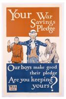 Your War Savings Pledge, Our Boys Make Good on Their Pledge, Are You Keeping Yours? 1917 WWI War Savings Stamp Poster